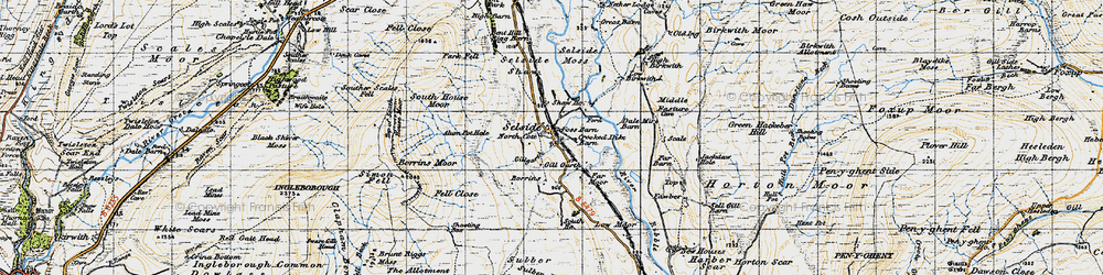Old map of Borrins Moor in 1947