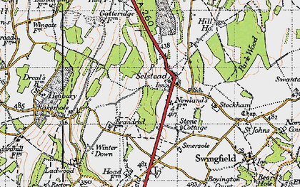 Old map of Selsted in 1947