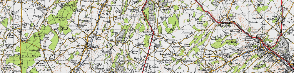 Old map of Selsted in 1947