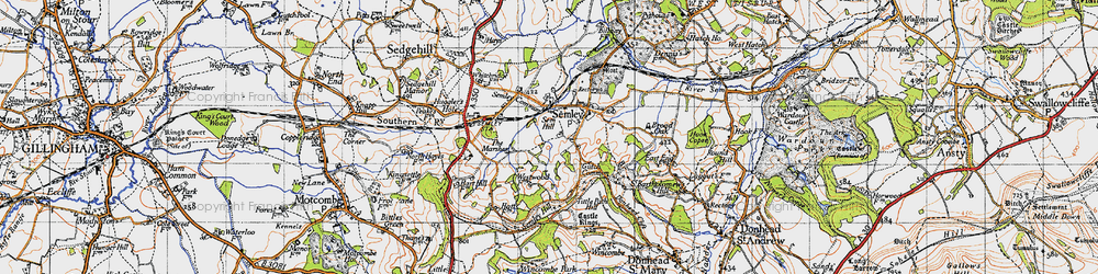 Old map of Sem Hill in 1945