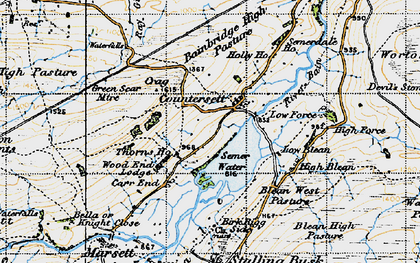 Old map of Semer Water in 1947