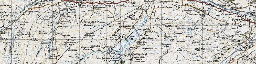 Old map of Semer Water in 1947