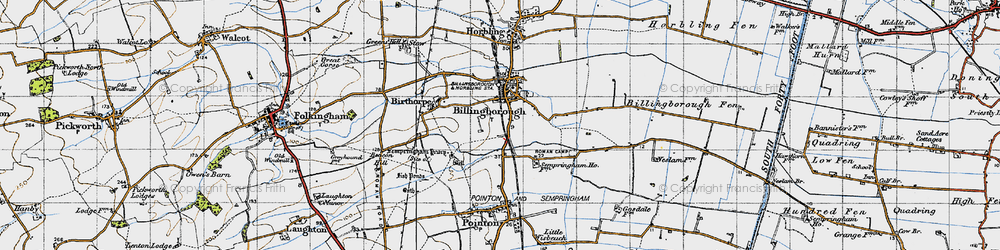 Old map of Sempringham in 1946
