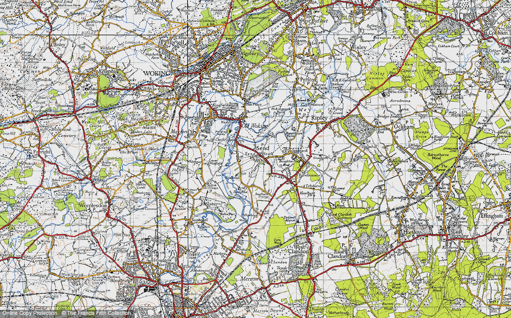 Old Map of Send, 1940 in 1940