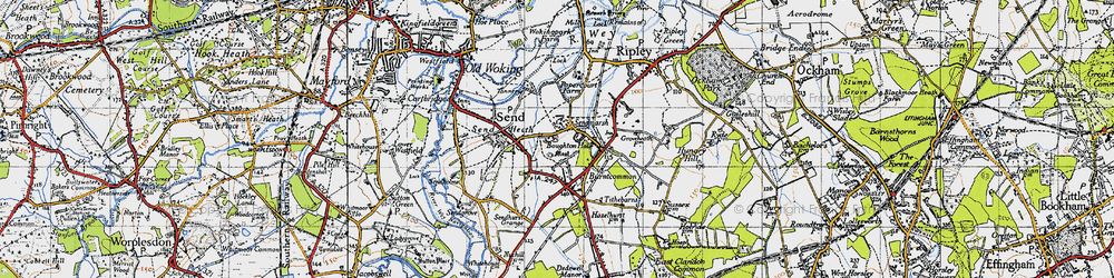 Old map of Send Marsh in 1940