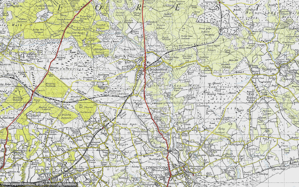Old Map of Historic Map covering Brockenhurst Park in 1940
