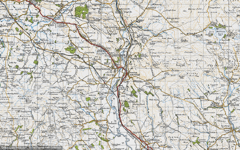 Old Map of Historic Map covering Scaleber Force in 1947