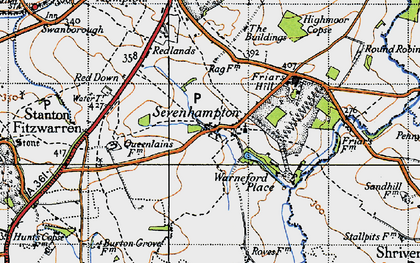 Old map of Sevenhampton in 1947