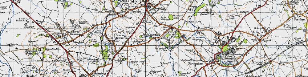 Old map of Sevenhampton in 1947