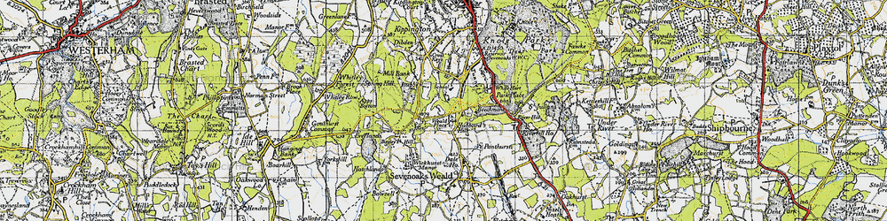 Old map of Sevenoaks Common in 1946