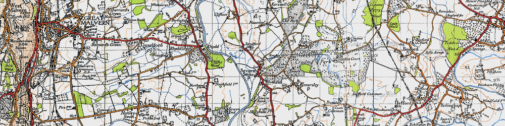Old map of Severn Stoke in 1947