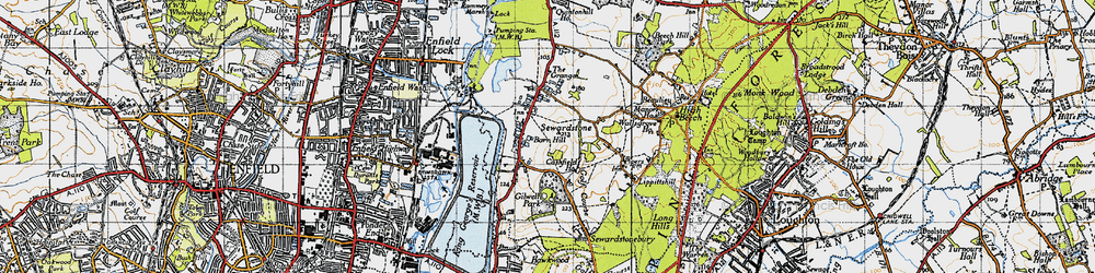Old map of Sewardstone in 1946