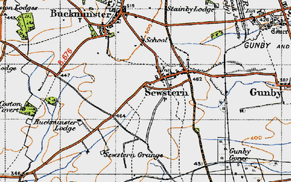 Old map of Buckminster Lodge in 1946