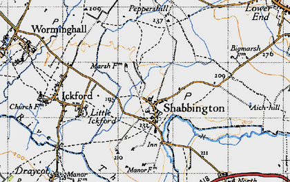 Old map of Shabbington in 1946