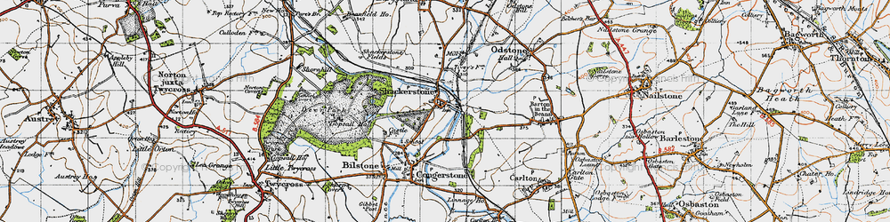 Old map of Shackerstone in 1946
