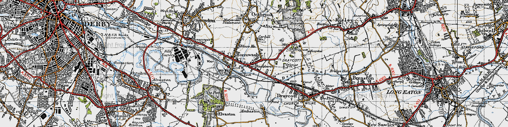 Old map of Shacklecross in 1946