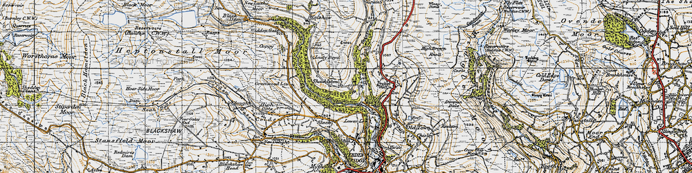 Old map of Abel Cross in 1947