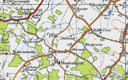 Old map of Shadoxhurst in 1940