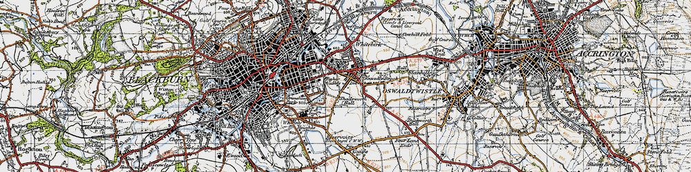 Old map of Shadsworth in 1947