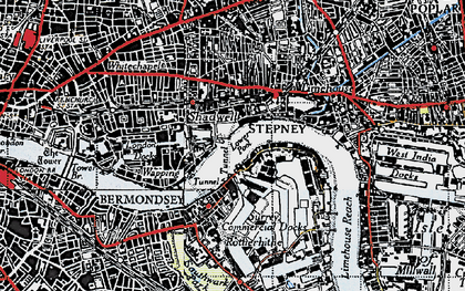 Old map of Shadwell in 1946