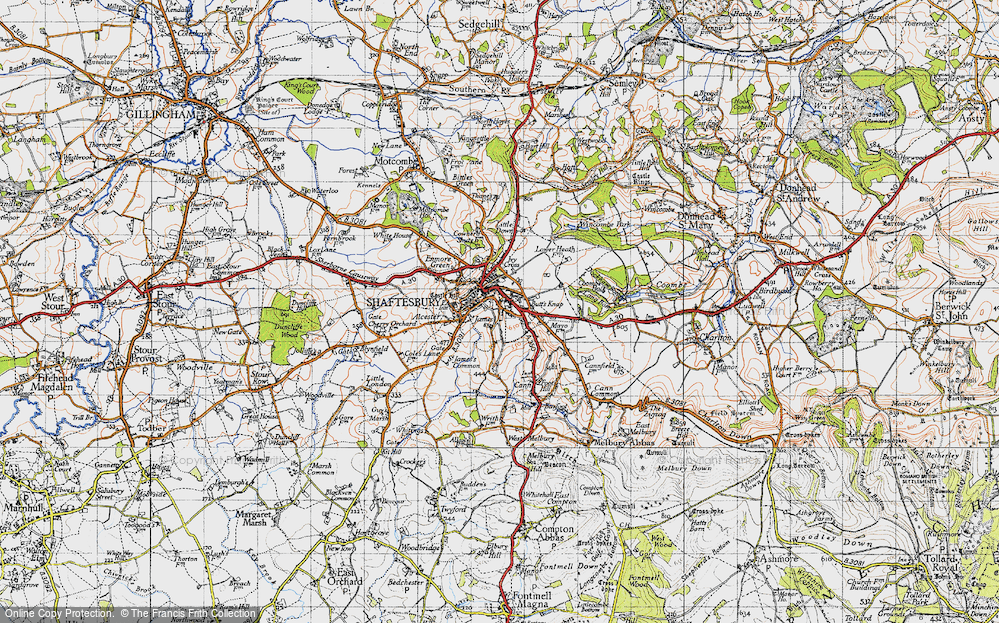 Old Map of Shaftesbury, 1945 in 1945