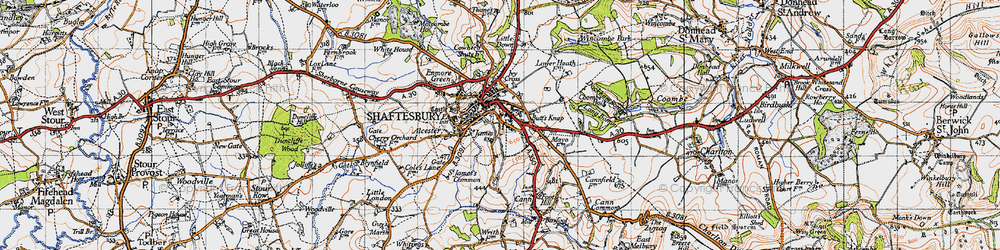 Old map of Shaftesbury in 1945