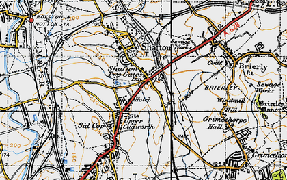 Old map of Shafton Two Gates in 1947