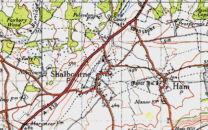 Old map of Shalbourne in 1945