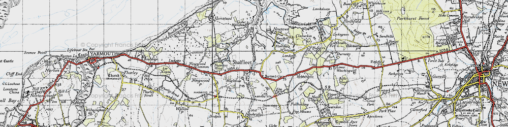 Old map of Barton's Corner in 1945