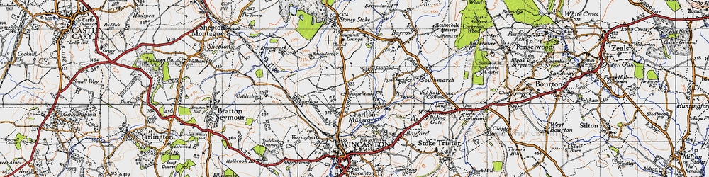 Old map of Shalford in 1945