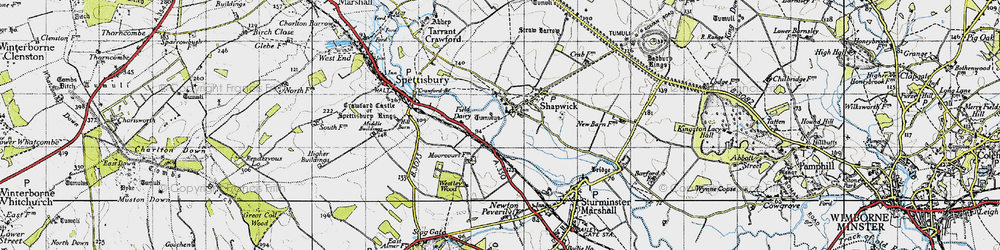 Old map of Shapwick in 1940