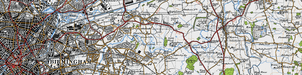 Old map of Shard End in 1946