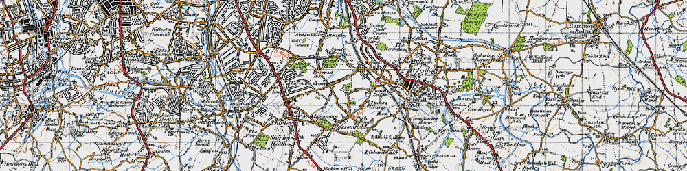 Old map of Sharmans Cross in 1947