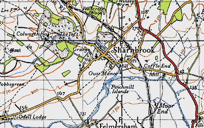 Old map of Sharnbrook in 1946
