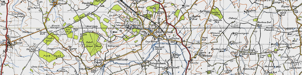 Old map of Sharnbrook in 1946