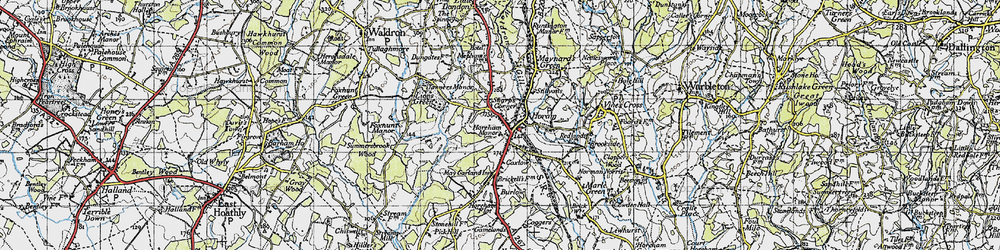 Old map of Sharp's Corner in 1940