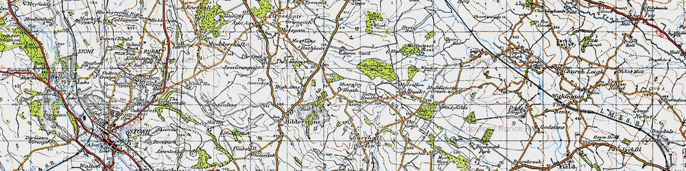 Old map of Sharpley Heath in 1946