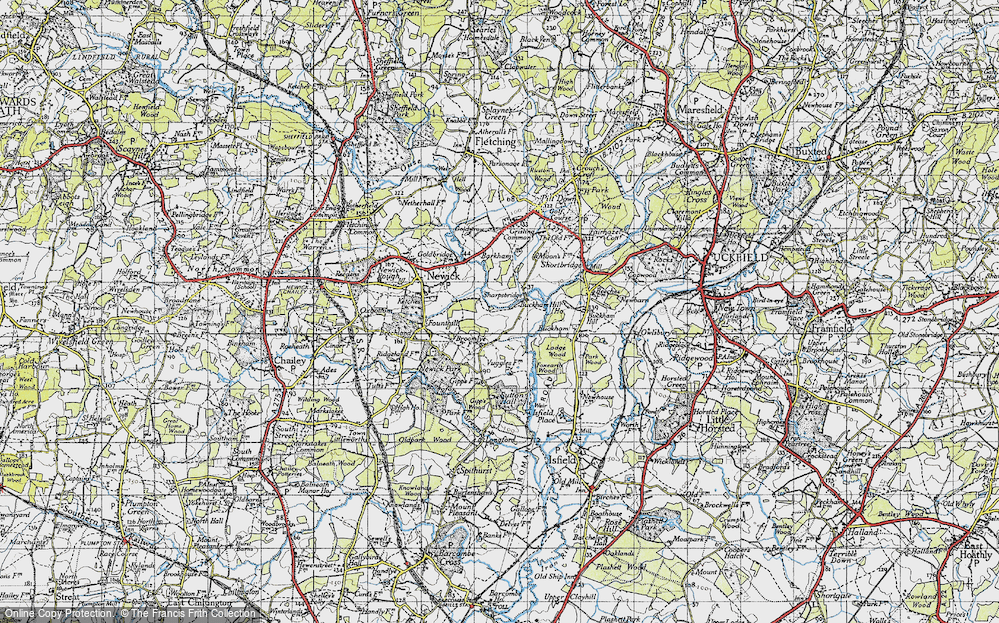 Old Map of Historic Map covering Broomlye in 1940