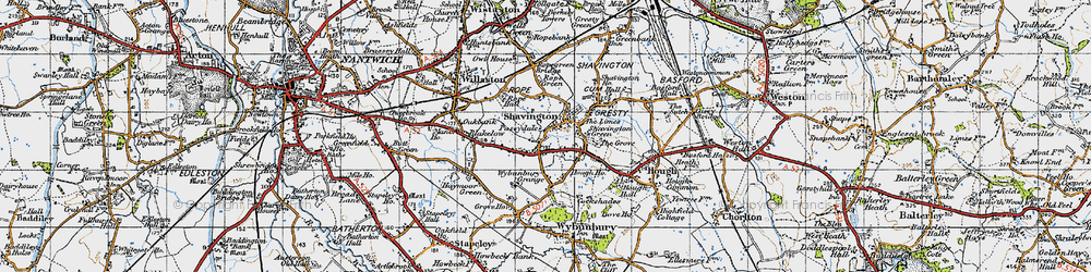 Old map of Shavington in 1946