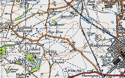 Old map of Shaw in 1947