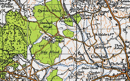 Old map of Shaw Common in 1947