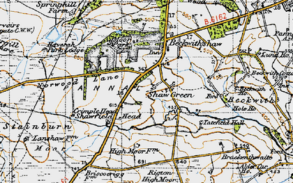 Old map of Shaw Green in 1947