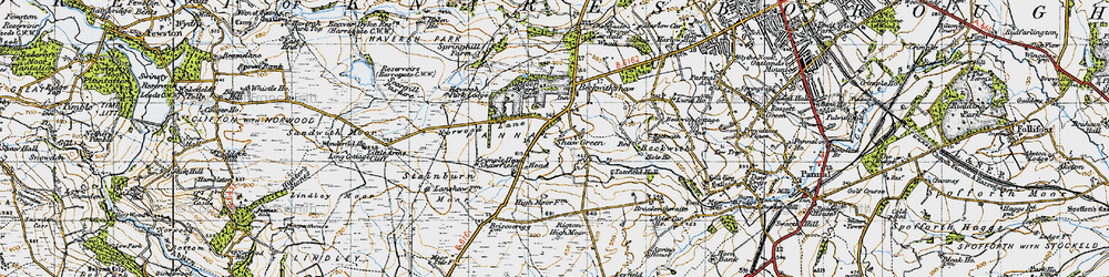 Old map of Shaw Green in 1947