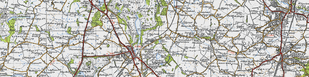 Old map of Shaw Heath in 1947