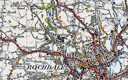 Old map of Shawclough in 1947
