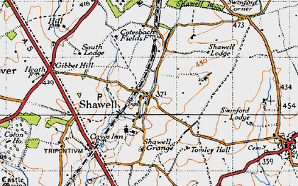 Old map of Shawell in 1946