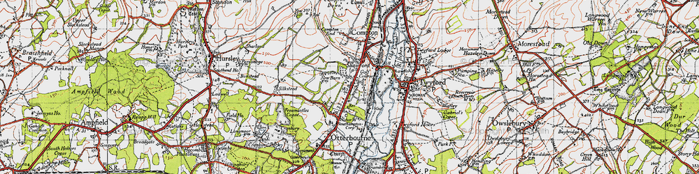 Old map of Shawford in 1945