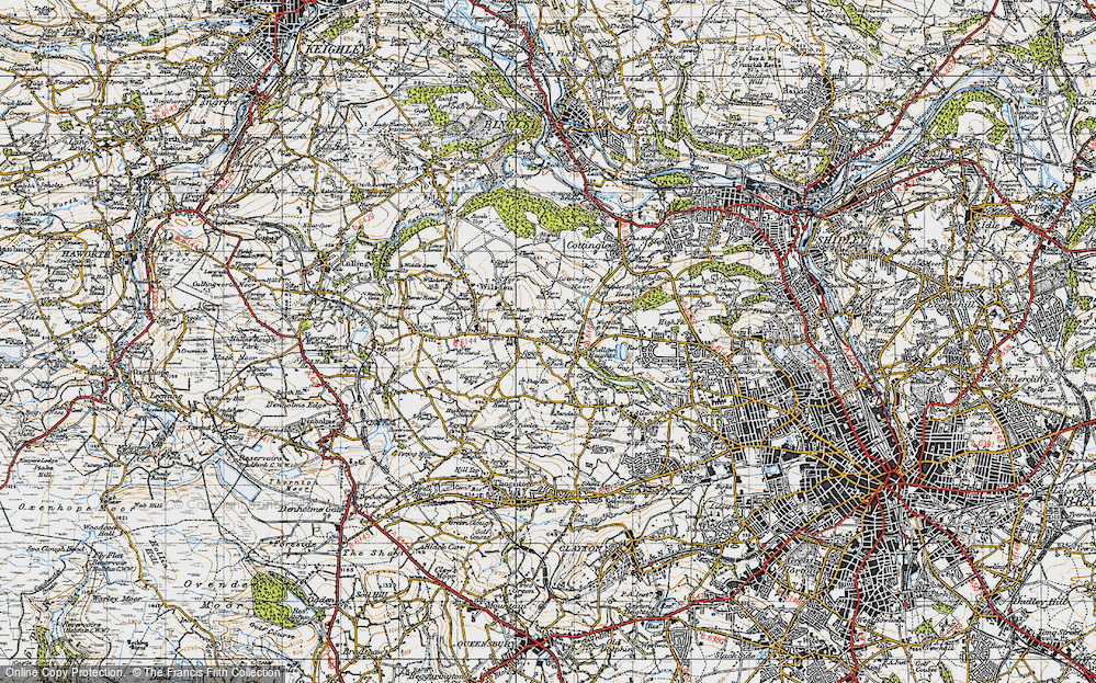 Old Map of Shay Gate, 1947 in 1947