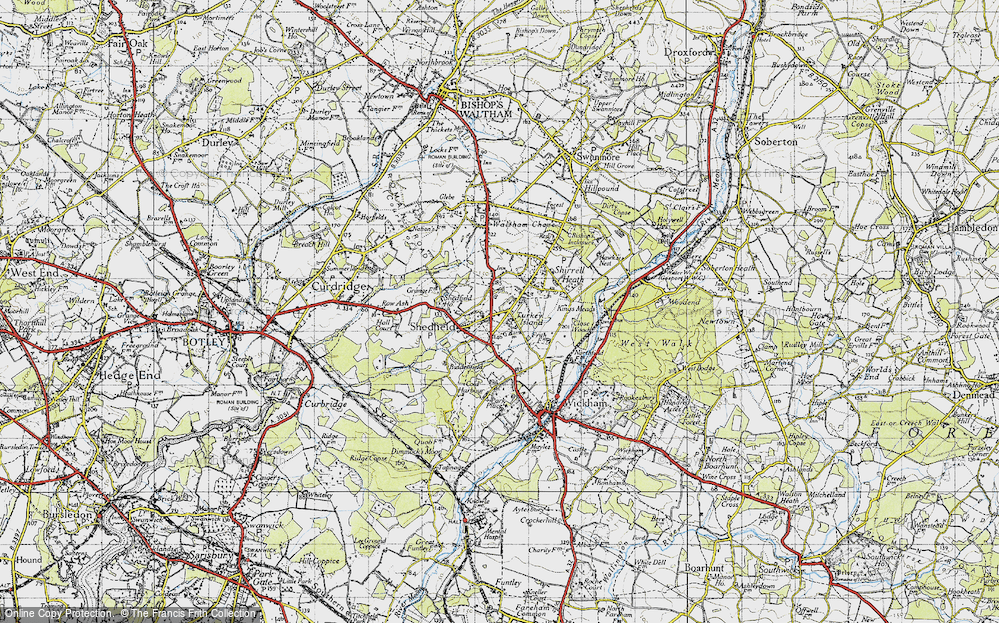 Old Map of Historic Map covering Biddenfield in 1945