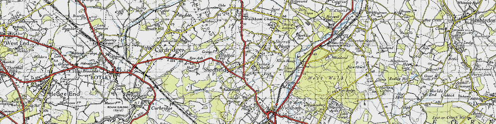 Old map of Shedfield in 1945